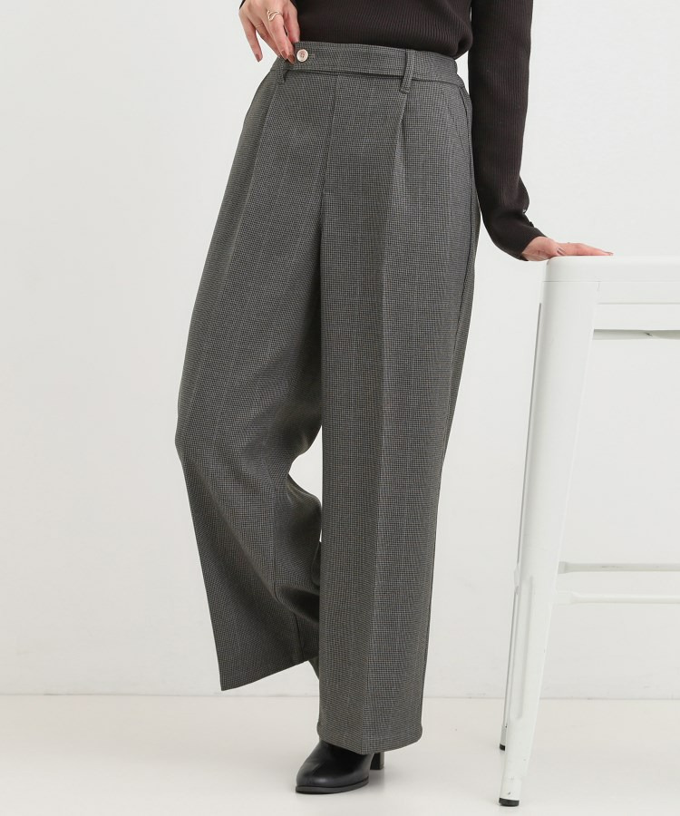 【着丈選べる】ウールフィール裏起毛ワイドパンツ1