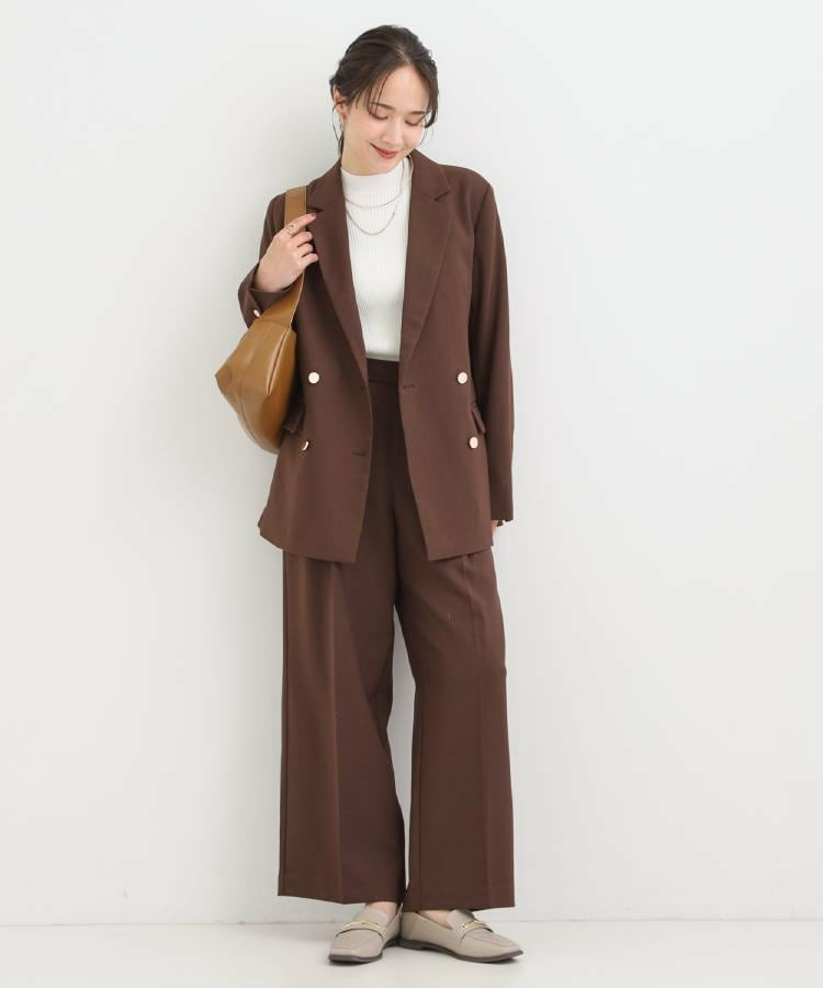 【洗濯機可/S-LL/セットアップ可】脚のラインをきれいに魅せる センタープレスワイドパンツ21