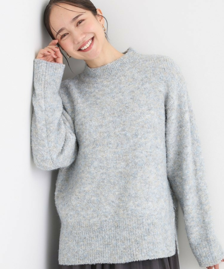 ラメブークレハイネックニット1