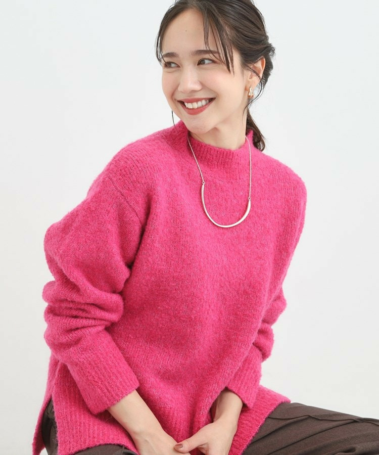 ラメブークレハイネックニット1