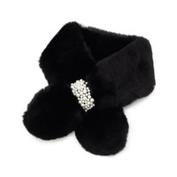 フェイクパール付きフェイクファーティペット