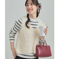 【S-LL/2点セット】着るだけでコーデが決まる フェザーベスト×リブニット