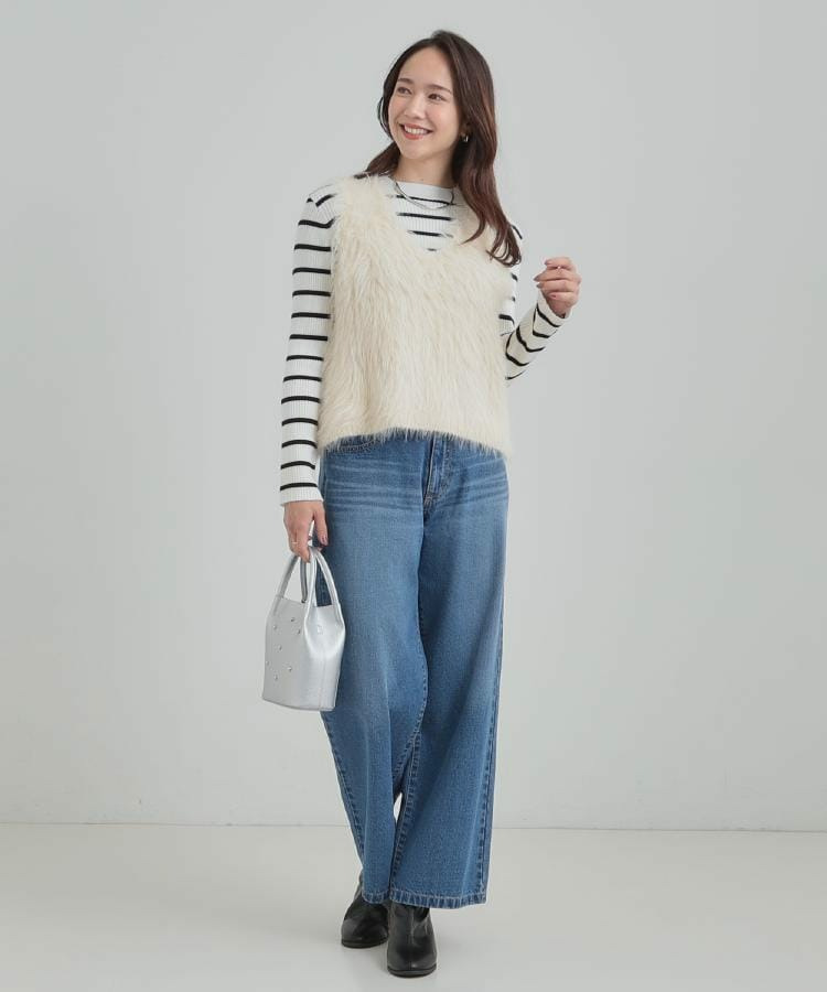 【2点セット】着るだけでコーデが決まる フェザーベスト×リブニット30