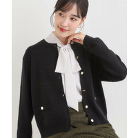 【セットアップ可/洗濯機可】もちもちタッチが心地よい クルーネックカーディガン