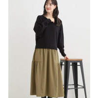 異素材ドッキングワンピース