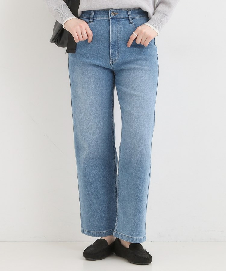 【SHOO WARM】裏微起毛ストレートデニムパンツ1