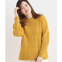 【洗える／毛玉レス】シンプルケーブル柄ニット