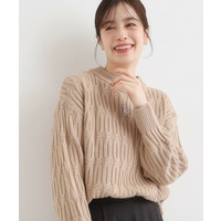 【洗える／毛玉レス】シンプルケーブル柄ニット