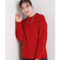 【洗える／毛玉レス】シンプルケーブル柄ニット