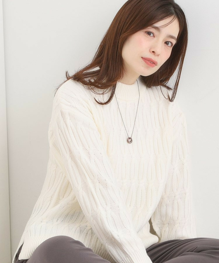 【洗える/毛玉レス】シンプルケーブル柄ニット1