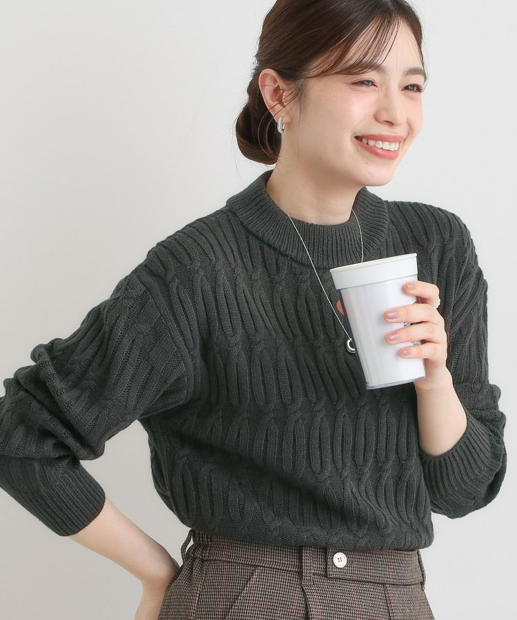 【洗える/毛玉レス】シンプルケーブル柄ニット1