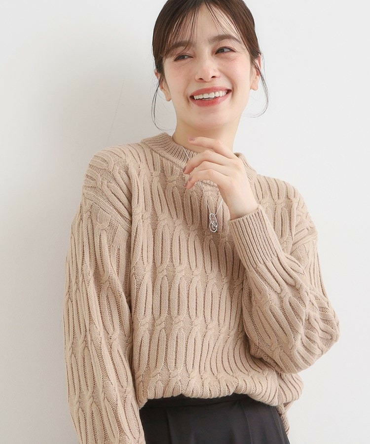 【洗える/毛玉レス】シンプルケーブル柄ニット1