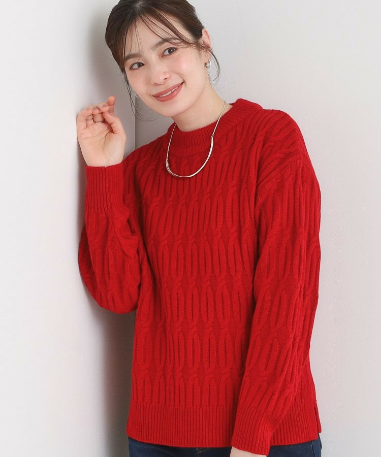 【洗える/毛玉レス】シンプルケーブル柄ニット1