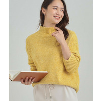 大人かわいいラメ入り ベロアモールモックネックニット