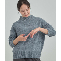大人かわいいラメ入り ベロアモールモックネックニット