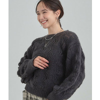 【S-LL】ふんわり大人の 透かし編みニットトップス