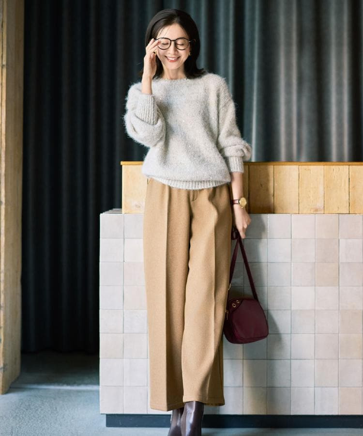 【洗濯機可】キラキラが大人かわいい スパンコールニット25