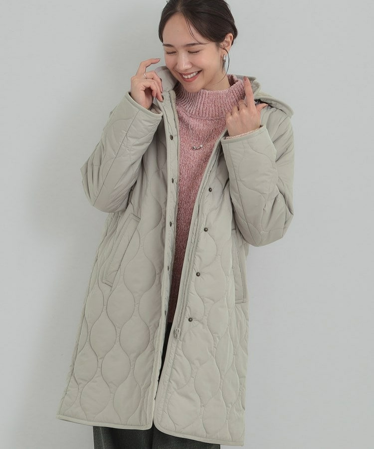 【撥水/フード取り外し可】冬に嬉しいこだわり満載 ひょうたん柄キルトコート1