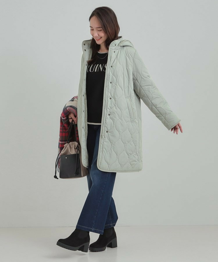 【撥水/フード取り外し可】冬に嬉しいこだわり満載 ひょうたん柄キルトコート13