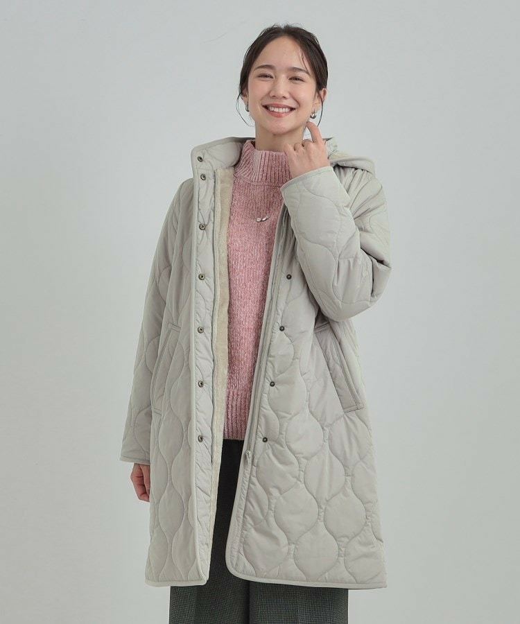 【撥水/フード取り外し可】冬に嬉しいこだわり満載 ひょうたん柄キルトコート16