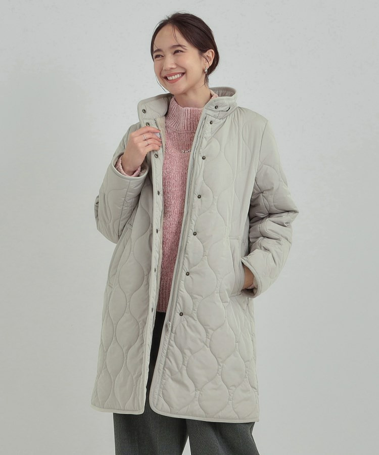 【撥水/フード取り外し可】冬に嬉しいこだわり満載 ひょうたん柄キルトコート18