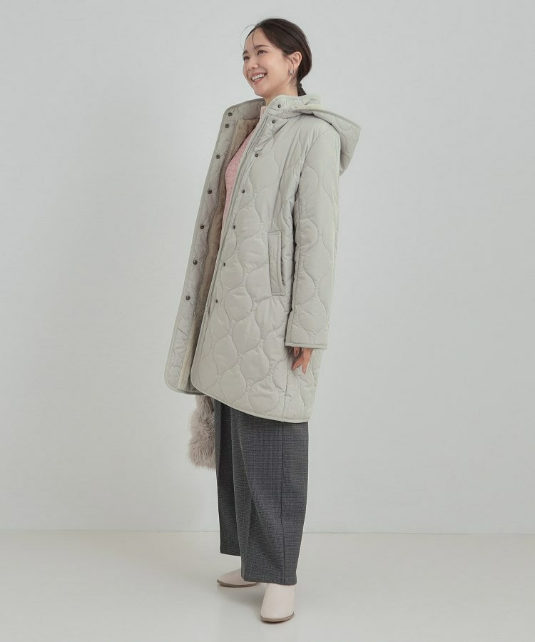 【撥水/フード取り外し可】冬に嬉しいこだわり満載 ひょうたん柄キルトコート20