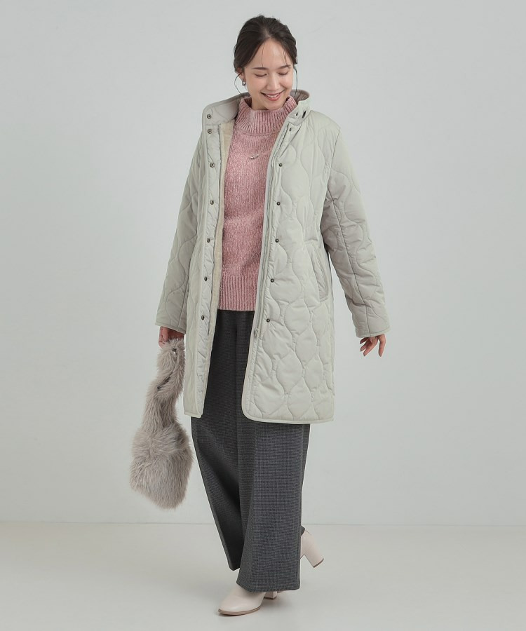 【撥水/フード取り外し可】冬に嬉しいこだわり満載 ひょうたん柄キルトコート21