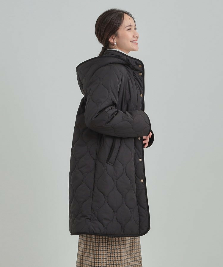 【撥水/フード取り外し可】冬に嬉しいこだわり満載 ひょうたん柄キルトコート3