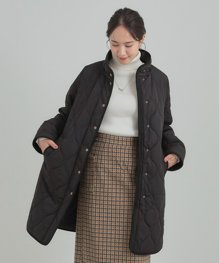 【撥水/フード取り外し可】冬に嬉しいこだわり満載 ひょうたん柄キルトコート4