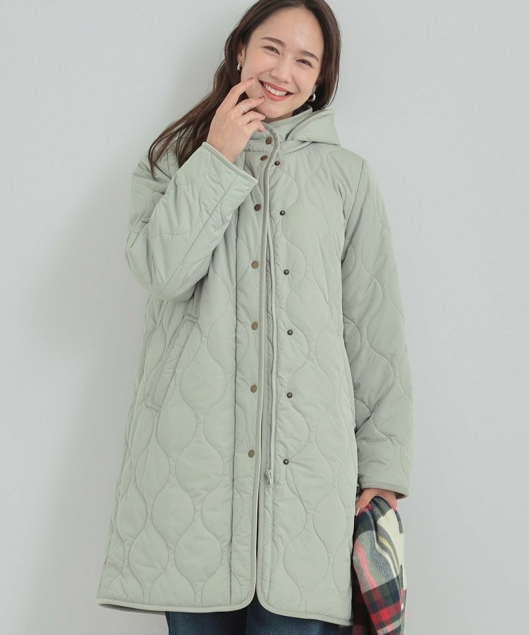 【撥水/フード取り外し可】冬に嬉しいこだわり満載 ひょうたん柄キルトコート1