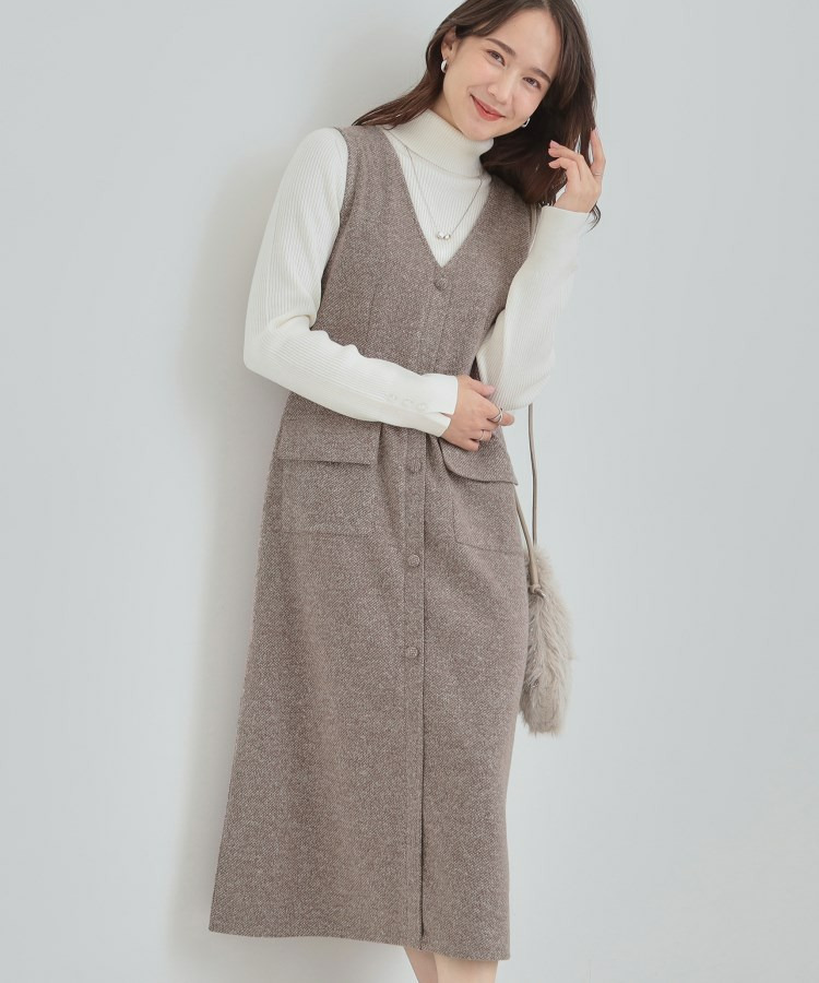 ツイード風Vネックジャンスカ1