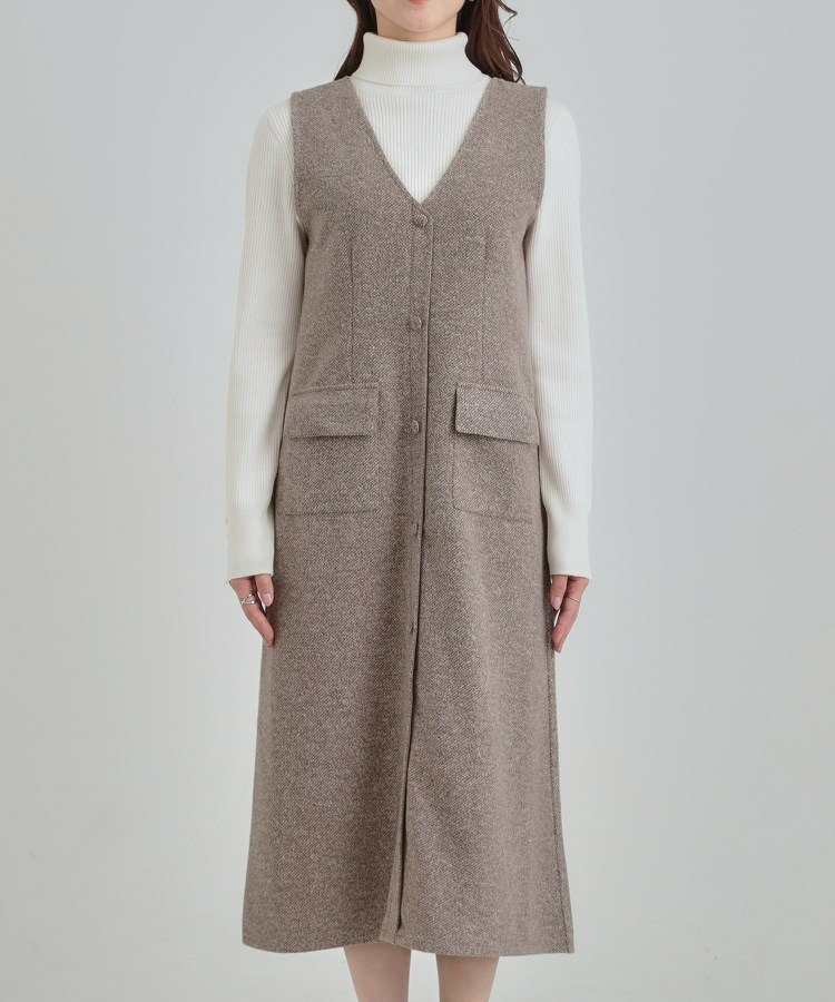 ツイード風Vネックジャンスカ10