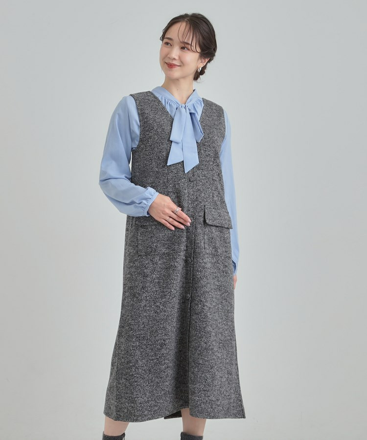 ツイード風Vネックジャンスカ2