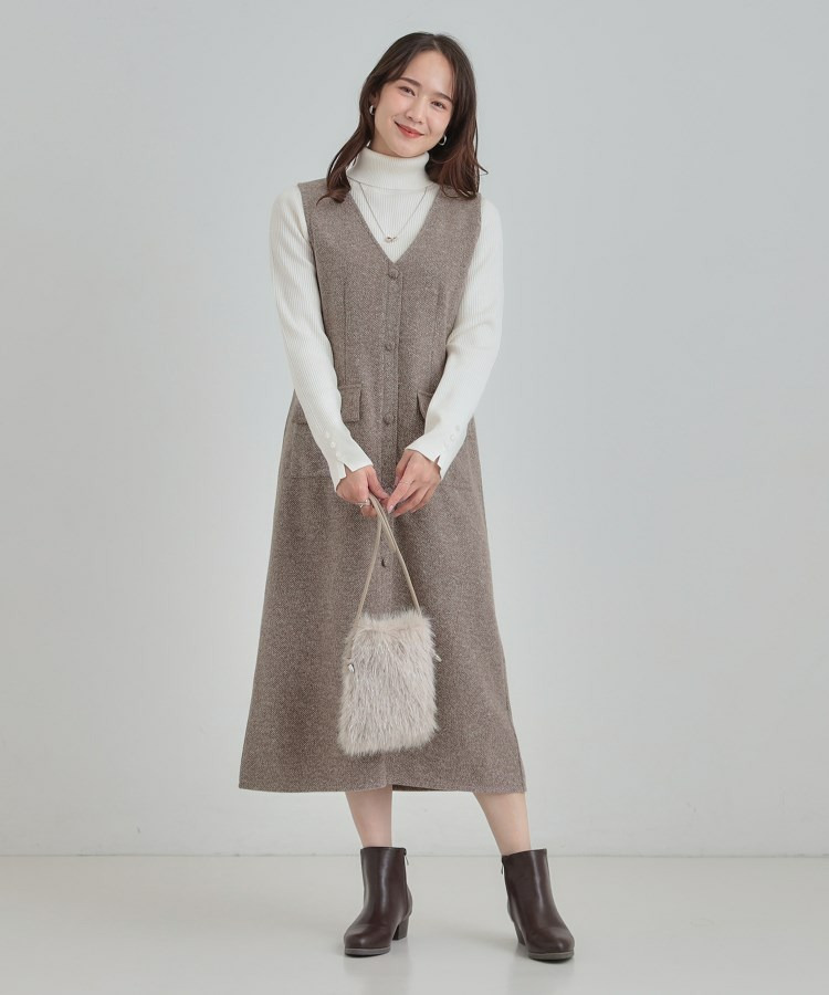 ツイード風Vネックジャンスカ8