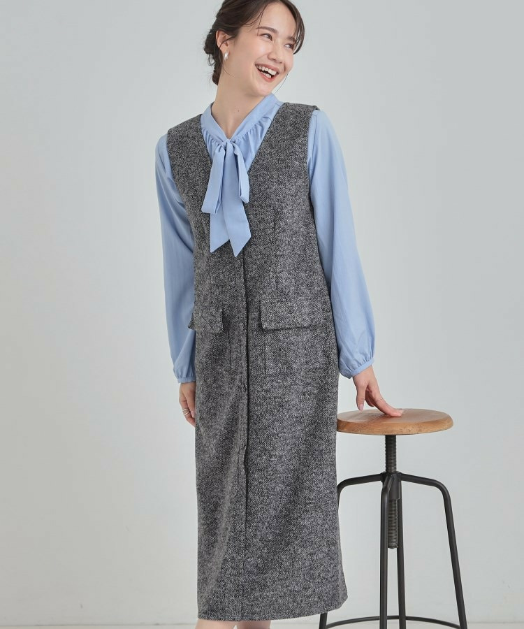 ツイード風Vネックジャンスカ1