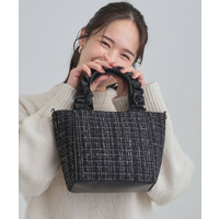 フリルハンドルツイードトートバッグ