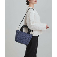 フリルハンドルツイードトートバッグ
