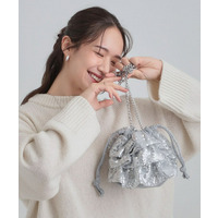 スパンコールフリル巾着ショルダーバッグ