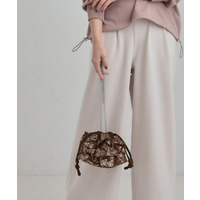 スパンコールフリル巾着ショルダーバッグ