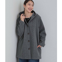 裏側ベロアジャージであったか ケーブルジャガードコーディガン