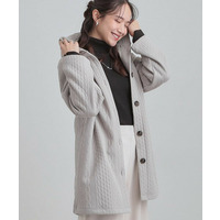 裏側ベロアジャージであったか ケーブルジャガードコーディガン