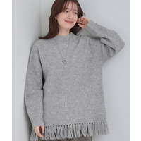 裾フリンジで1枚でサマ見えニット