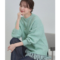 裾フリンジニット