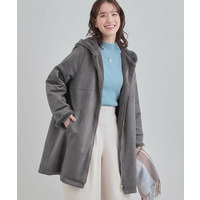 【S-LL】マットな色味が大人な雰囲気 スエード調フードコート