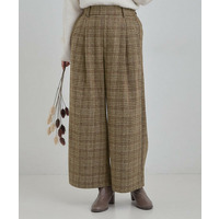 【あったか】チェック柄ワイドパンツ