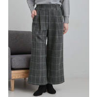 【あったか】チェック柄ワイドパンツ