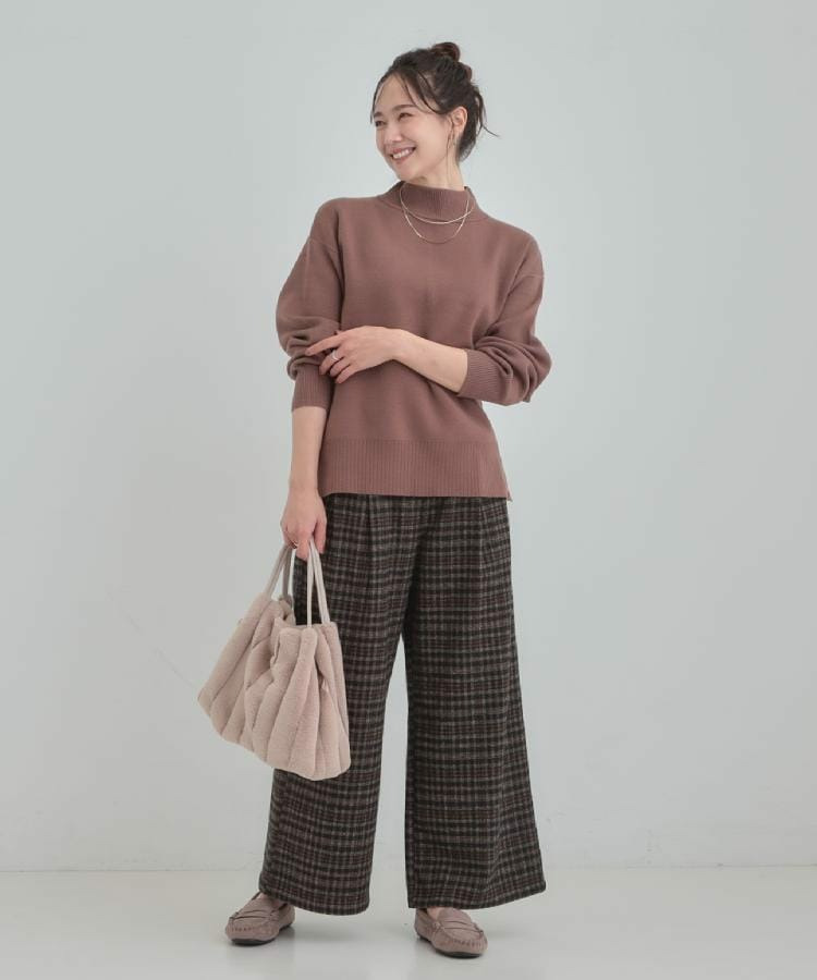 【あったか】チェック柄ワイドパンツ21