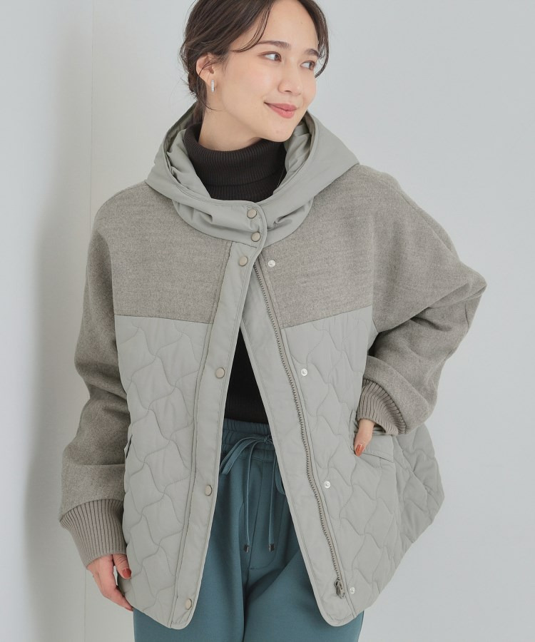 異素材キルトフードブルゾン1