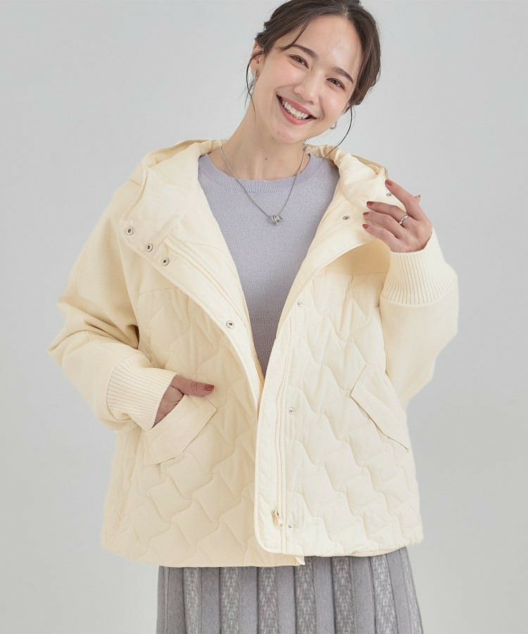 異素材キルトフードブルゾン1