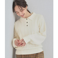衿付きケーブルニット